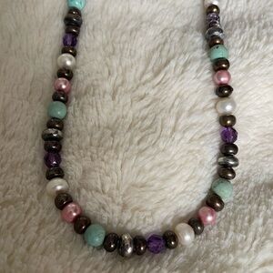 Chic Multicolor Beaded Necklace authentic beads and sterling clasp